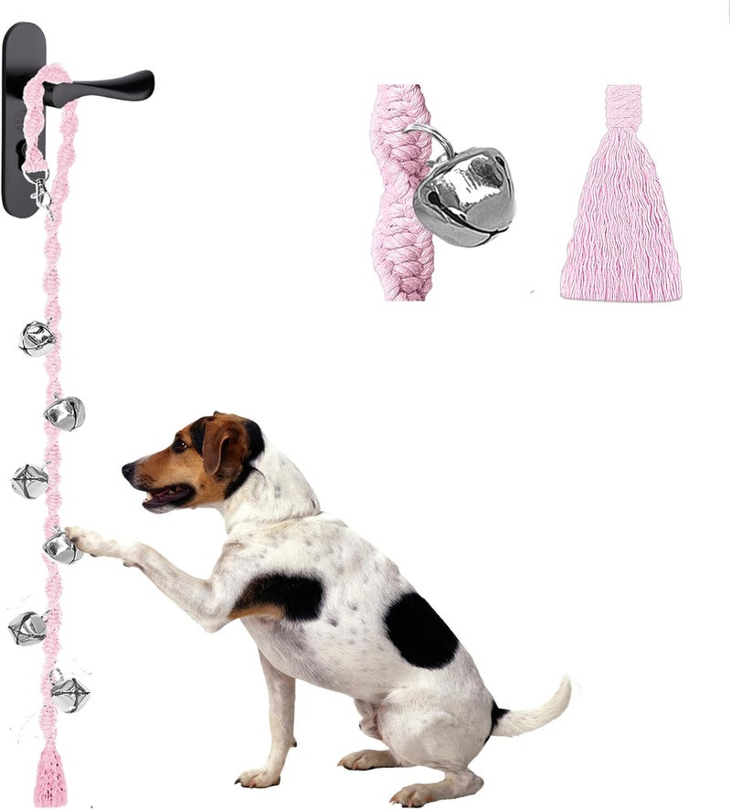 GINIDEAR Dog Bells to Go Outside & Puppy Potty Training, Adjustable Dog Door Bell Ring to Go Potty, Handmade with Premium Yarn. Twisted Style, LightPink - Image 1